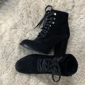 New M. Gemi heeled black lace up boots
